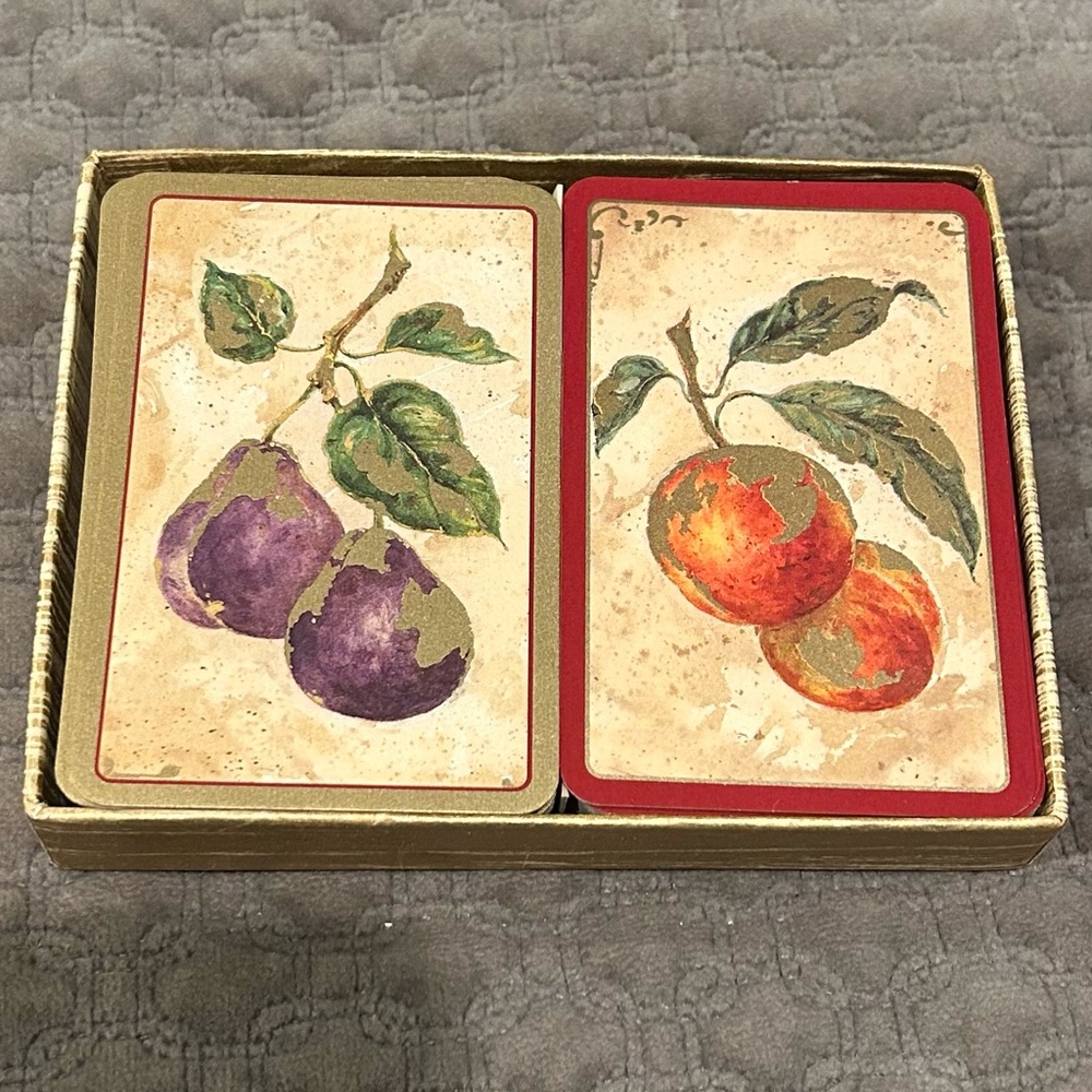 Vintage Caspari Golden Fruit Jumbo Double Playing Card Deck